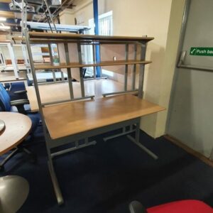 beech desk and shelves