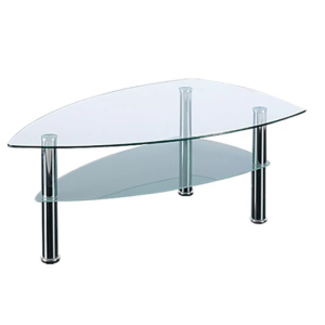 2 tier teardrop glass coffee table