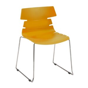 hetton orange plastic chair with chrome hoop frame