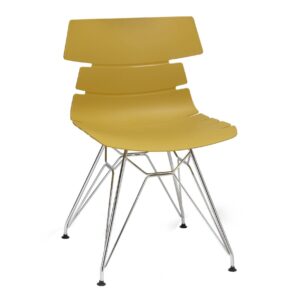Hetton mustard plastic chair with chrome legs