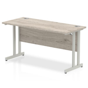 rectangular 1800 x 600 straight work station with cantilever legs in grey oak