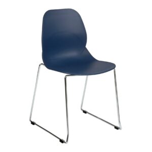 Linton blue plastic chair with chrome hoop frame