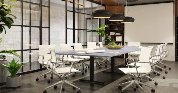 Height adjustable meeting tables